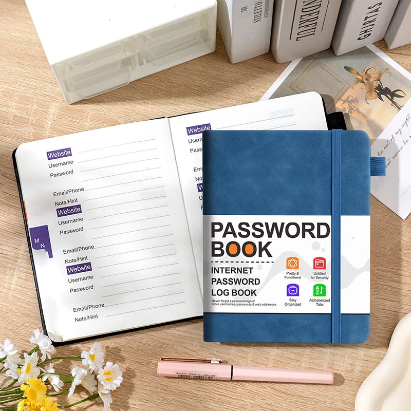 Caderno Organizador de Senhas para Computador com Abas Alfabéticas e Bolso para Registro de Endereços e Detalhes de Contas 6