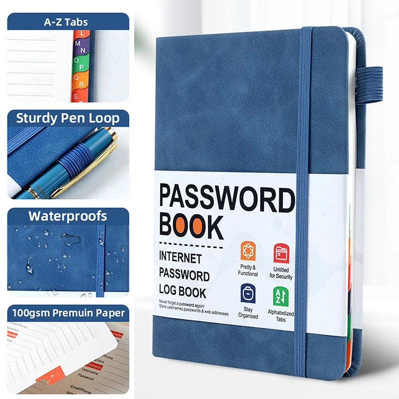 Caderno Organizador de Senhas para Computador com Abas Alfabéticas e Bolso para Registro de Endereços e Detalhes de Contas 8