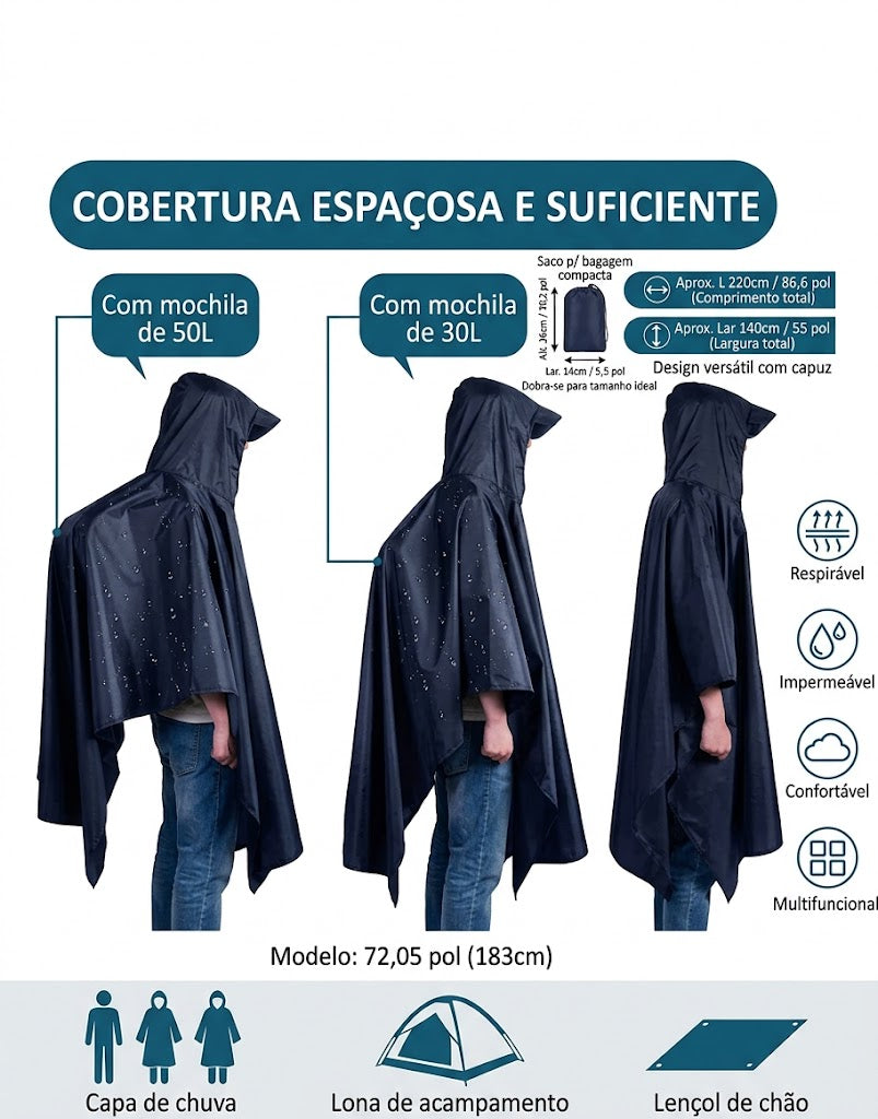 Capa de Chuva Impermeável para Adultos, Equipamento de Proteção contra Chuva para Mulheres e Homens 17