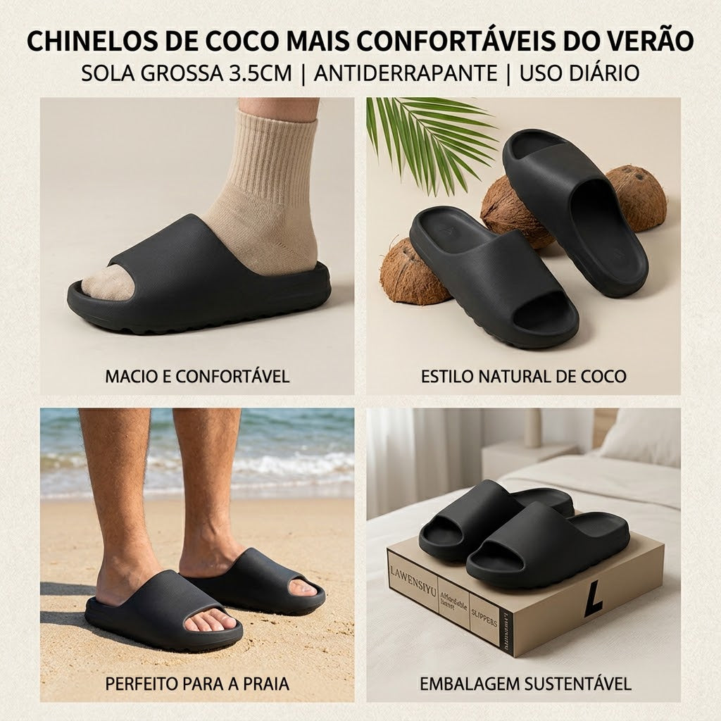 Chinelos de Coco Antiderrapantes — Sola Grossa e Confortáveis para o Verão 8