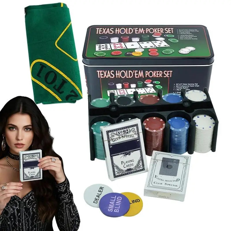 Chips de pôquer para texas holdem, 200 peças, resistente ao desgaste, jogo profissional multifuncional para festas em casa e 1