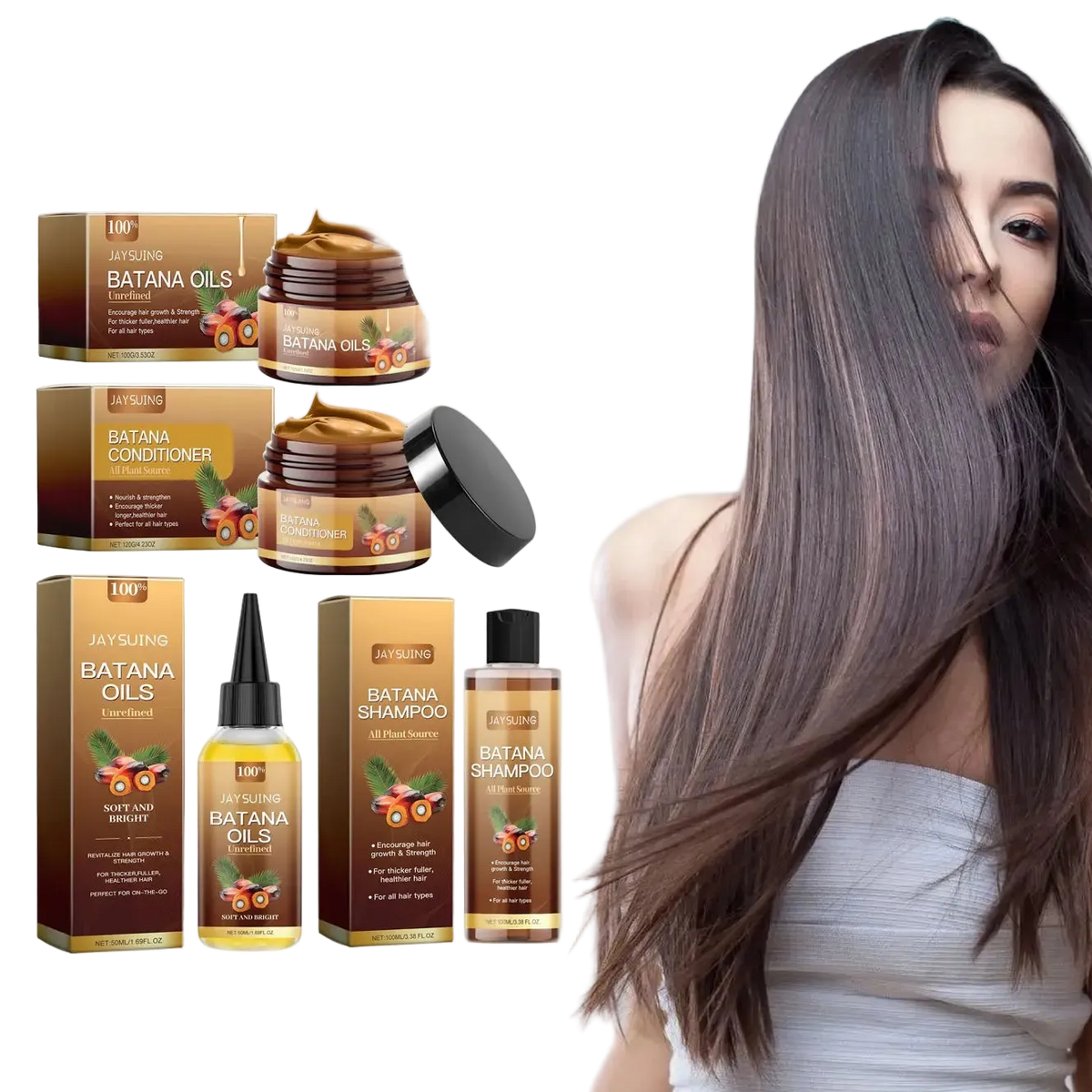 Conjunto Capilar Batana Oil — Shampoo, Condicionador e Sérum Reparador para Cabelos Crespos e Danificados 1