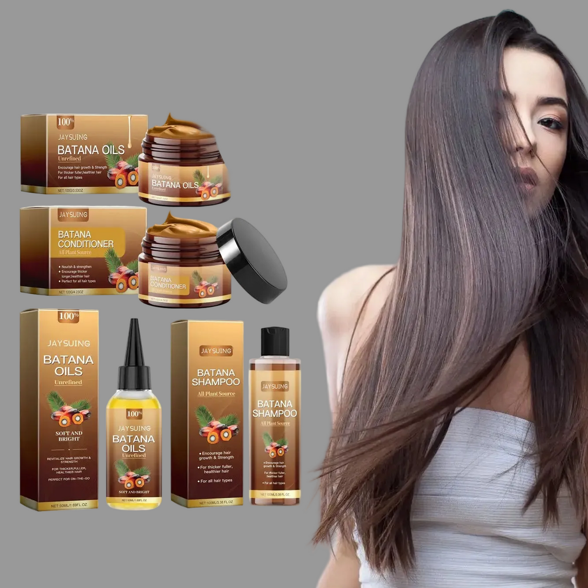 Conjunto Capilar Batana Oil — Shampoo, Condicionador e Sérum Reparador para Cabelos Crespos e Danificados 2