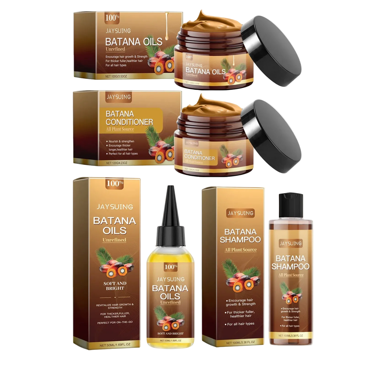 Conjunto Capilar Batana Oil — Shampoo, Condicionador e Sérum Reparador para Cabelos Crespos e Danificados 3