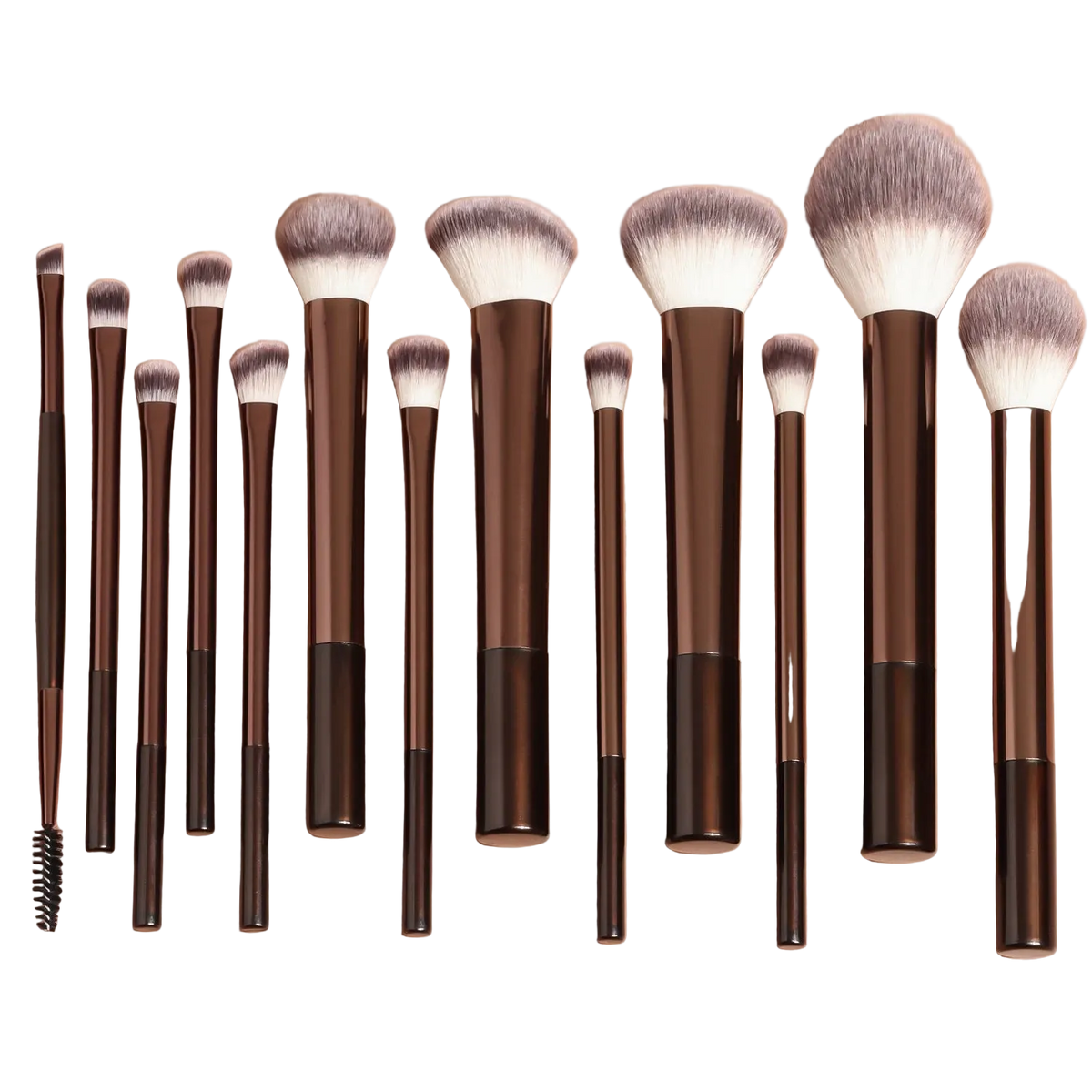 Conjunto com 13 Pincéis de Maquiagem Profissionais — Base, Corretivo, Pó, Sombra e Blush Kabuki 1