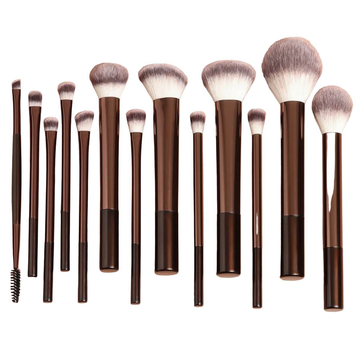 Conjunto com 13 Pincéis de Maquiagem Profissionais — Base, Corretivo, Pó, Sombra e Blush Kabuki 2