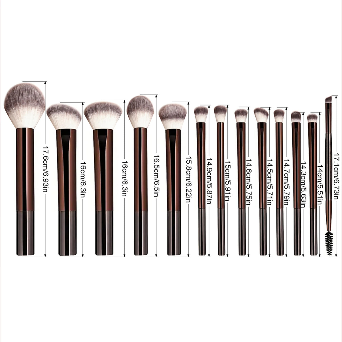 Conjunto com 13 Pincéis de Maquiagem Profissionais — Base, Corretivo, Pó, Sombra e Blush Kabuki 8