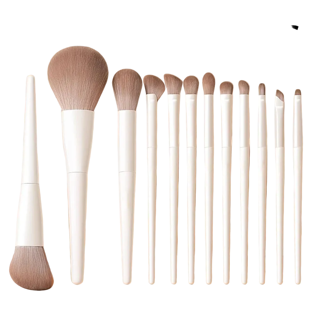 Conjunto de 12 Pincéis de Maquiagem com Kabuki — Cerdas de Nylon Macias para Base e Blush 1