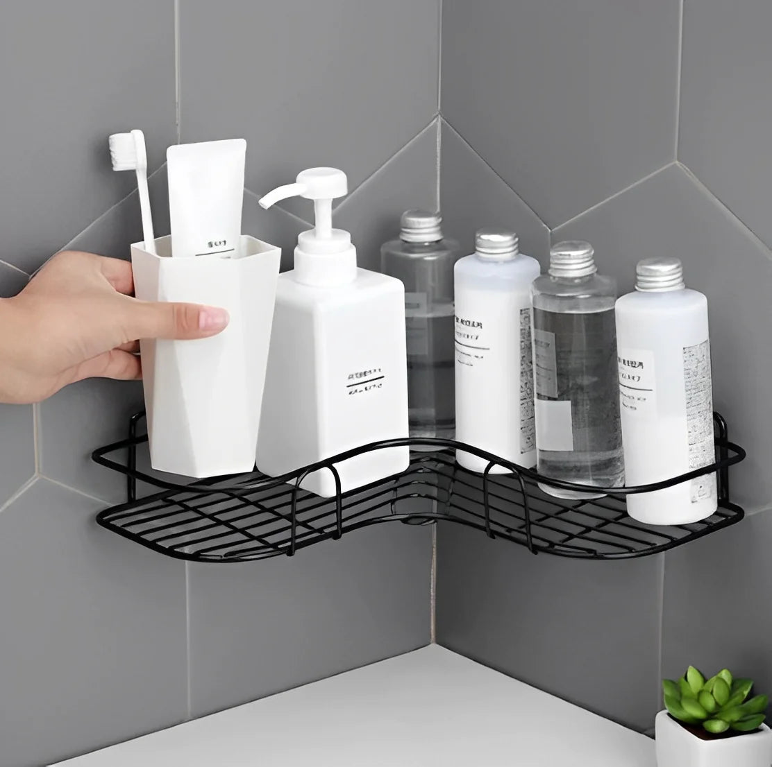 Conjunto de 2 Prateleiras Adesivas para Banheiro e Cozinha 2