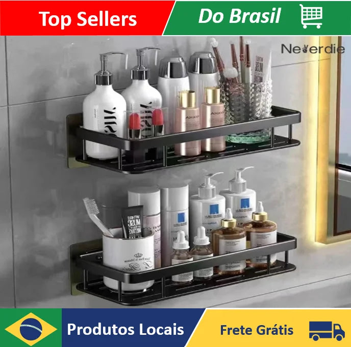 Conjunto de 2 Suportes Prateleira Retangular para Banheiro e Cozinha 1