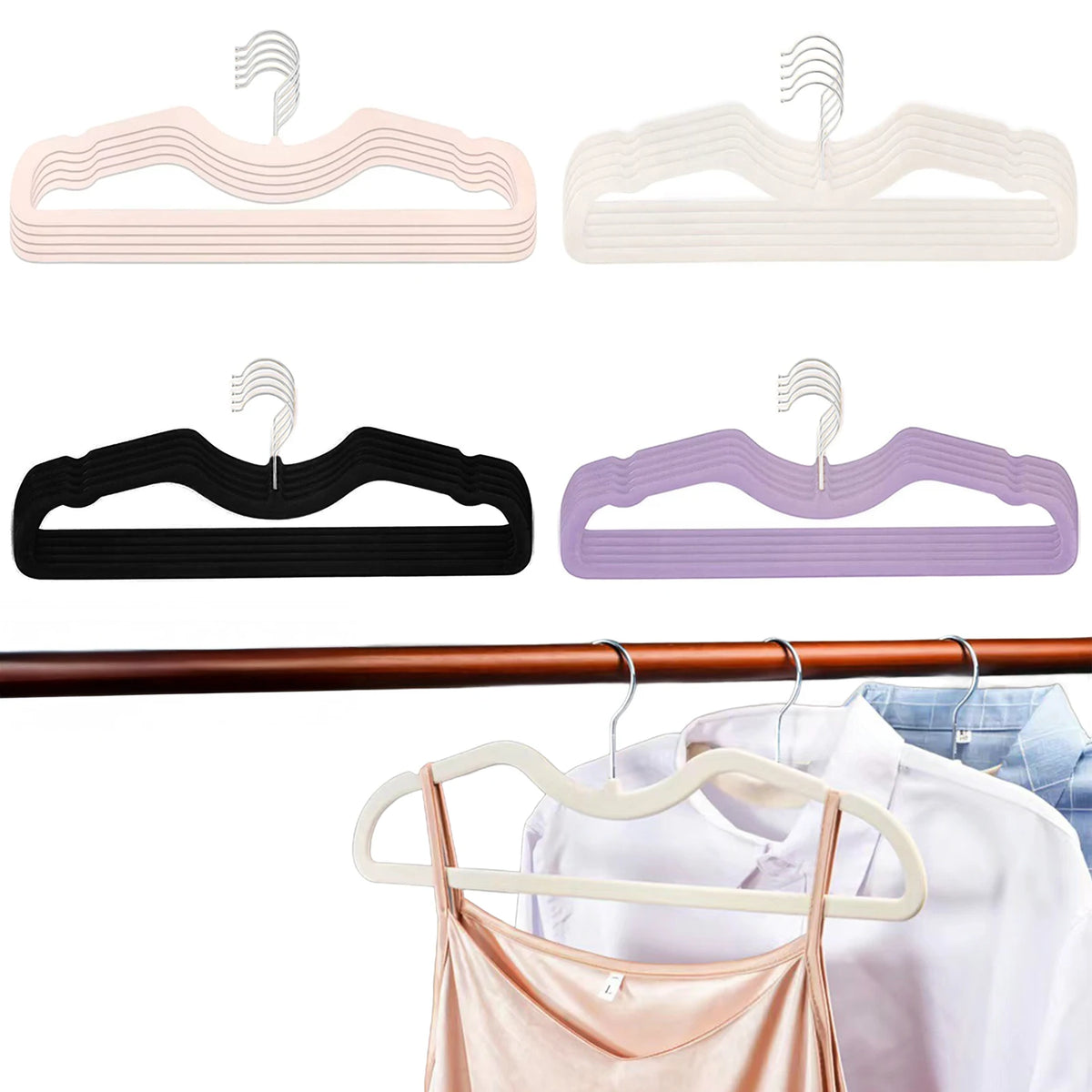Conjunto de 5 Cabides de Veludo Antideslizante 6