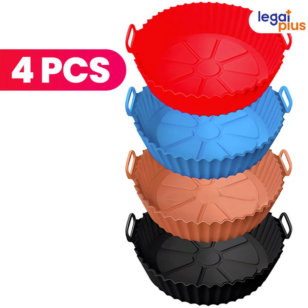 Conjunto de 5 Formas de Silicone Para Air Fryer Forno Microondas Fritadeira Assadeira Reutilizável Antiaderente 10