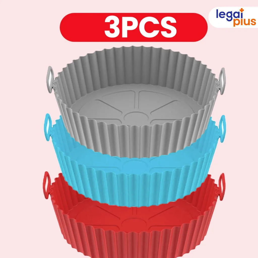 Conjunto de 5 Formas de Silicone Para Air Fryer Forno Microondas Fritadeira Assadeira Reutilizável Antiaderente 11