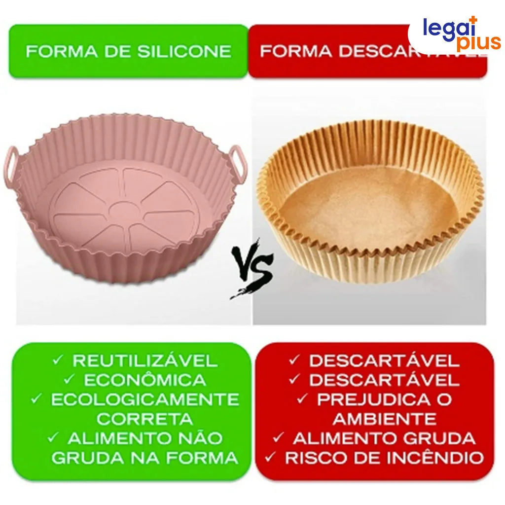 Conjunto de 5 Formas de Silicone Para Air Fryer Forno Microondas Fritadeira Assadeira Reutilizável Antiaderente 3