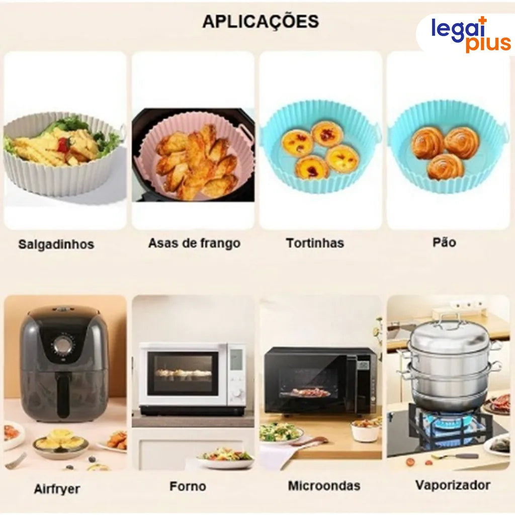 Conjunto de 5 Formas de Silicone Para Air Fryer Forno Microondas Fritadeira Assadeira Reutilizável Antiaderente 4
