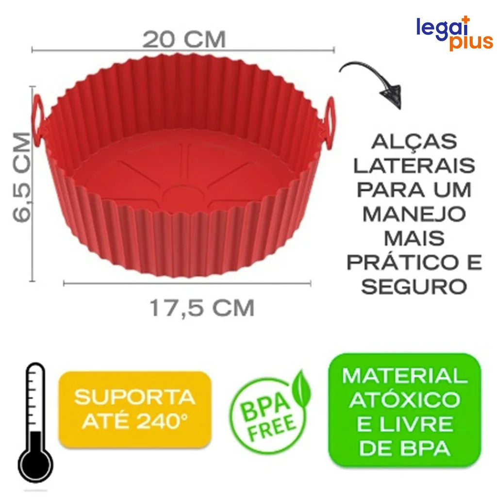Conjunto de 5 Formas de Silicone Para Air Fryer Forno Microondas Fritadeira Assadeira Reutilizável Antiaderente 6