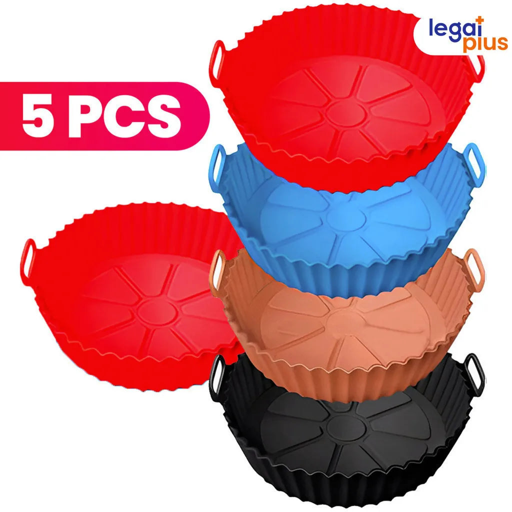 Conjunto de 5 Formas de Silicone Para Air Fryer Forno Microondas Fritadeira Assadeira Reutilizável Antiaderente 7