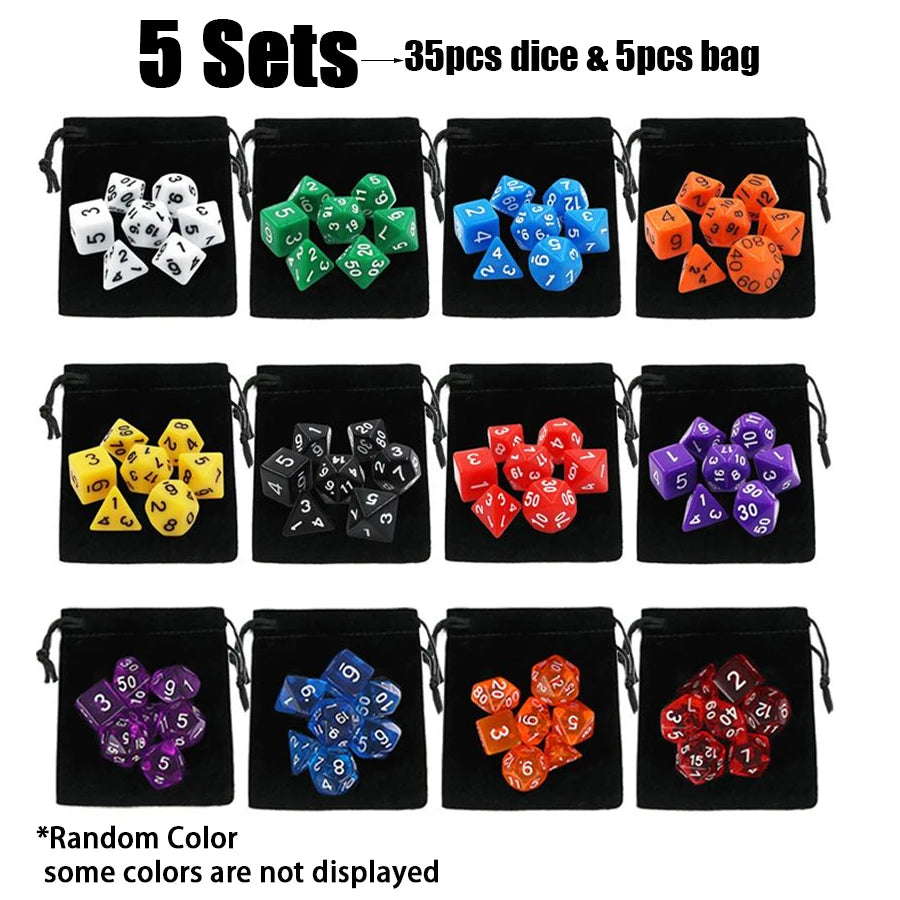 Conjunto de Dados Poliédricos para Jogos, 16/40 Peças, Dados Numéricos Multiformato e Bolsa de Armazenamento em Veludo Preto, Suprimentos para Jogos de Tabuleiro XJM 7