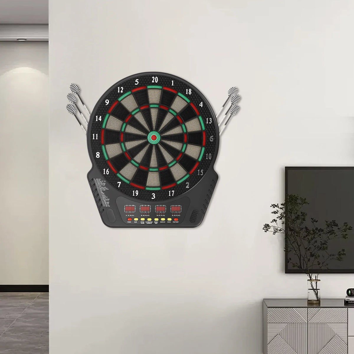 Conjunto de dardos eletrônicos com 6 dardos, display LED, comando de voz, 27 modos de jogo para festas, escritório e entretenimento doméstico 2