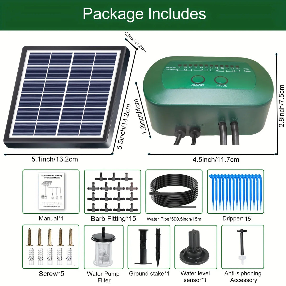 Conjunto de irrigação por gotejamento para vasos, sistema solar para jardim, sistema de rega automático 5