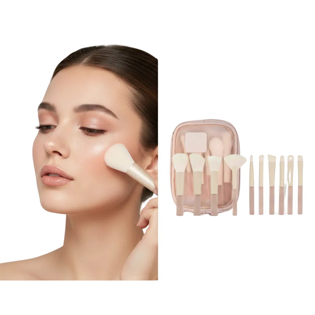 Conjunto de Pincéis de Maquiagem Portáteis — Cerdas Ultra Macias para Pó, Esponja e Blush 1