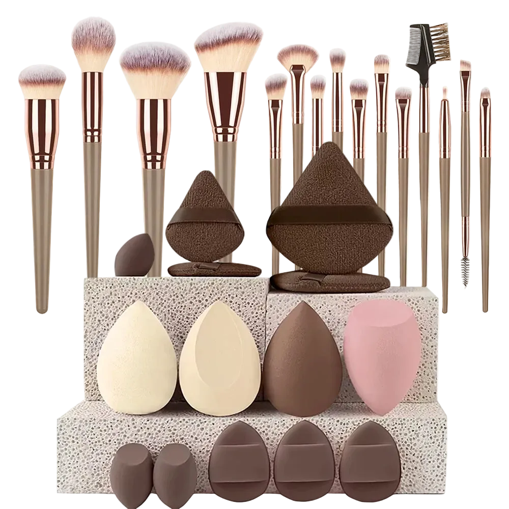 Conjunto de Pincéis para Rosto e Olhos — Sombra, Delineador, Base, Blush, Iluminador e Lábios 1