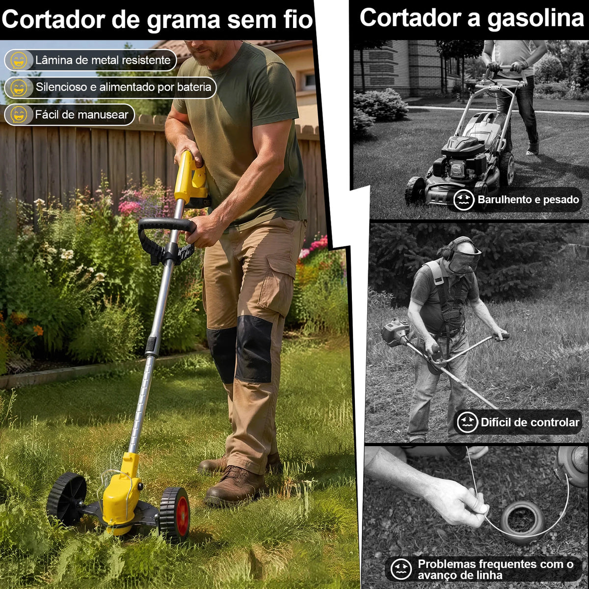 Cortador de Grama Elétrico Brushless 12V Sem Fio Telescópico - Com 2 Baterias 3.0Ah, Lâminas de Metal e Acessórios Completos 5