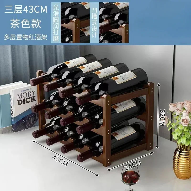 Cremalheira de exposição do vinho tinto Decoração da grade do agregado familiar Mesa criativa WineBottle Rack Armário de vinho simples Montar armazenamento 14