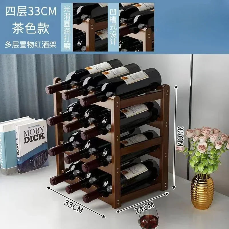 Cremalheira de exposição do vinho tinto Decoração da grade do agregado familiar Mesa criativa WineBottle Rack Armário de vinho simples Montar armazenamento 15
