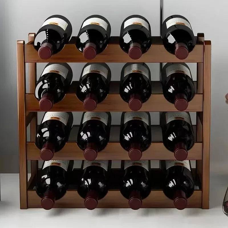 Cremalheira de exposição do vinho tinto Decoração da grade do agregado familiar Mesa criativa WineBottle Rack Armário de vinho simples Montar armazenamento 4