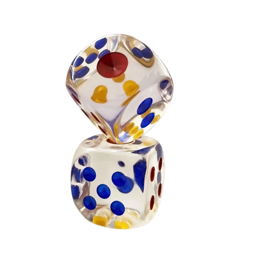 Dados Acrílicos Transparentes 34mm — Par com Canto Redondo 1