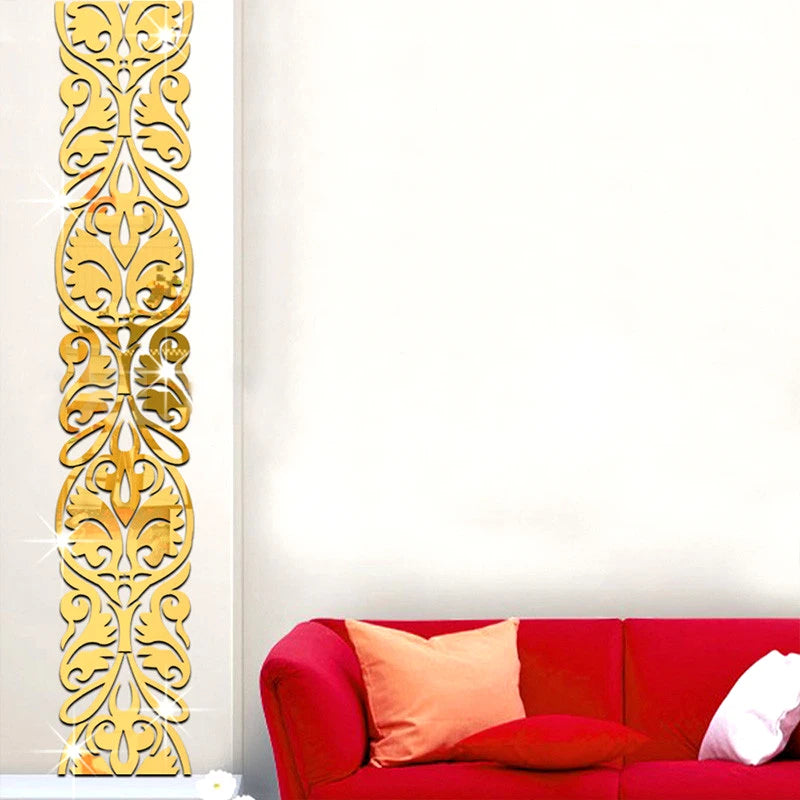 DIY 3D Espelho Adesivo de Parede para Decoração de Casa, Sala de Estar Edge Strip, Corner Line, Acrílico Adesivos para Wall Art, Decoração Mural 3