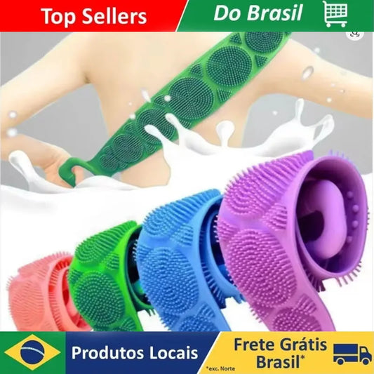 Escova de Silicone para o Corpo, Esfoliante e Massageador de Costas, Cinto de Banho Extensível para Limpeza Profunda da Pele 1