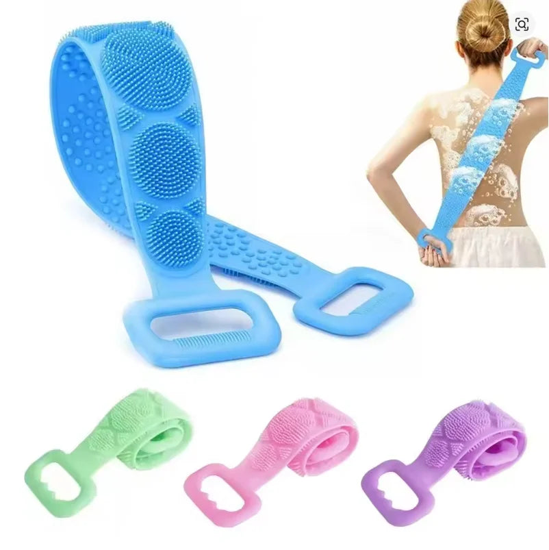 Escova de Silicone para o Corpo, Esfoliante e Massageador de Costas, Cinto de Banho Extensível para Limpeza Profunda da Pele 2
