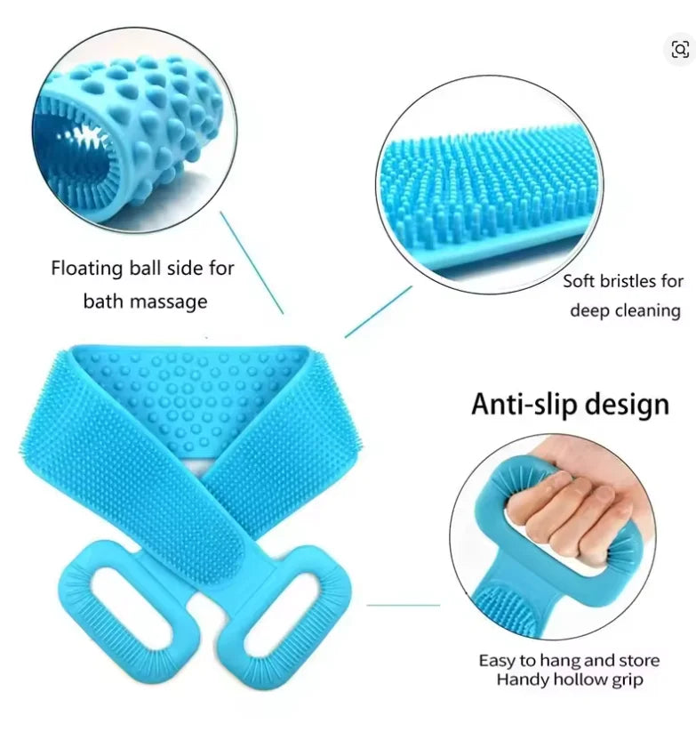 Escova de Silicone para o Corpo, Esfoliante e Massageador de Costas, Cinto de Banho Extensível para Limpeza Profunda da Pele 4