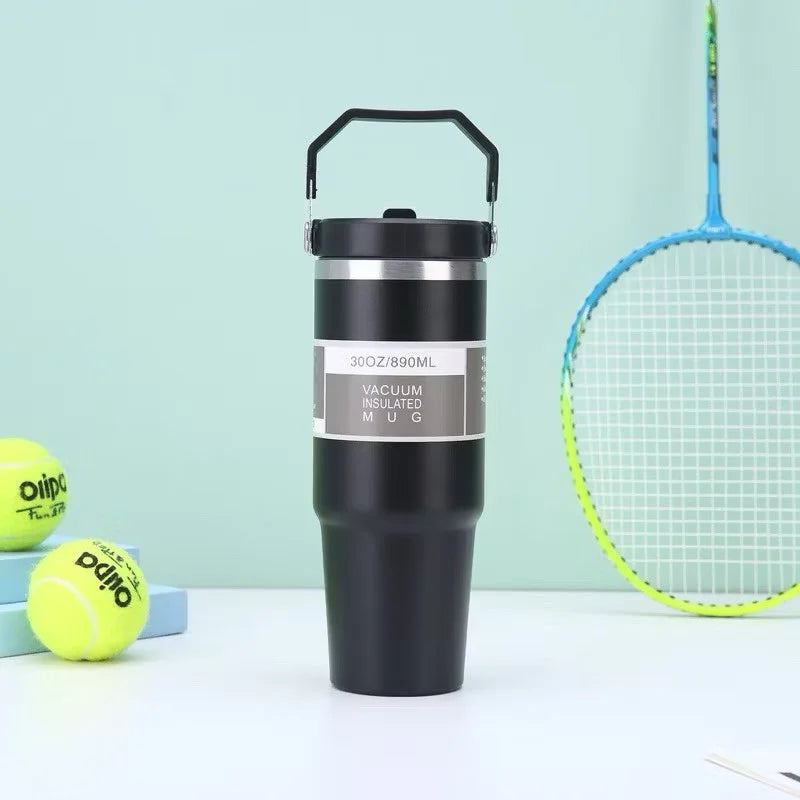 Garrafa Térmica de Aço Inoxidável 600ml 900ml com Alça e Tampa Flip, Manutenção de Temperatura para Trabalho, Academia e Viagens 3