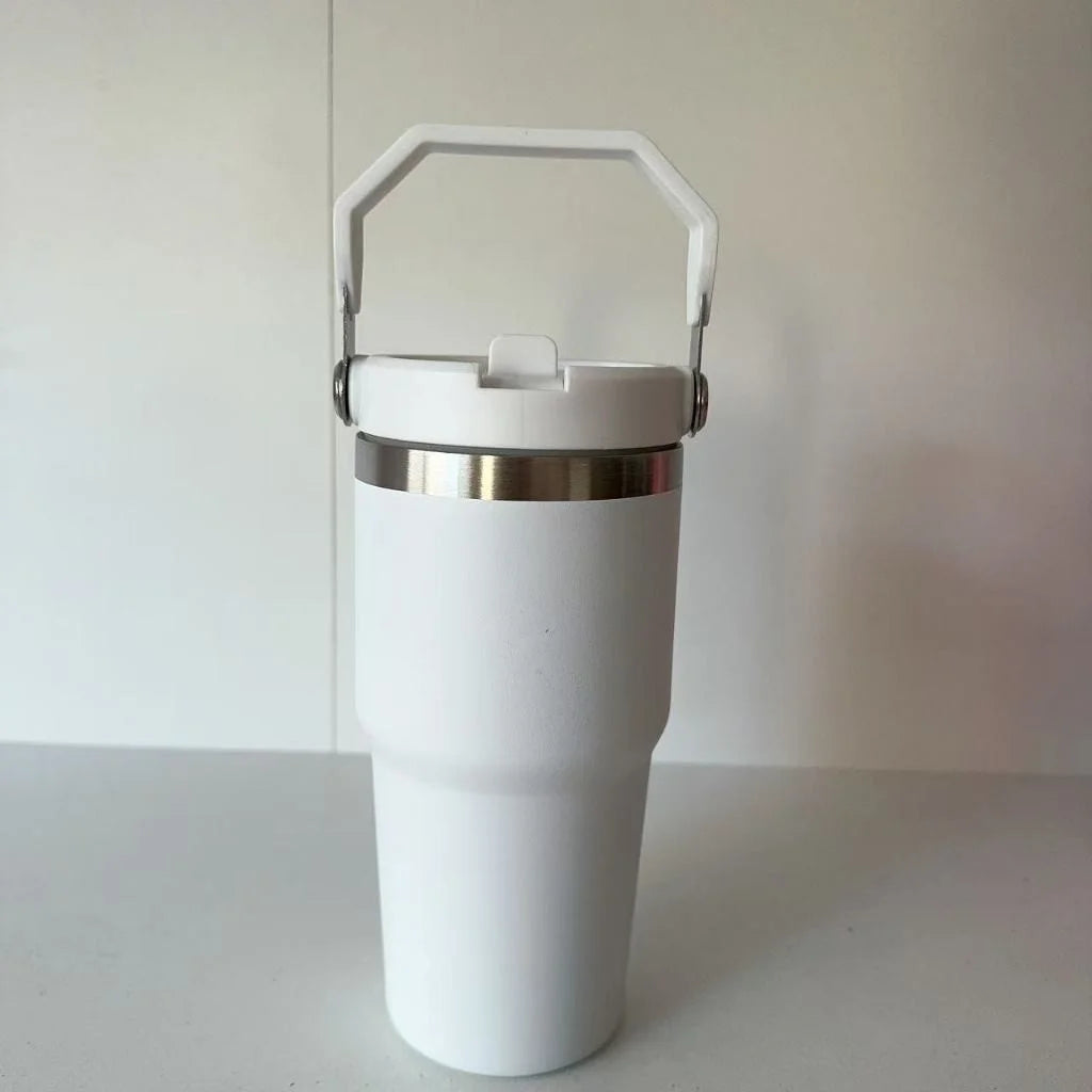 Garrafa Térmica de Aço Inoxidável 600ml 900ml com Alça e Tampa Flip, Manutenção de Temperatura para Trabalho, Academia e Viagens 5