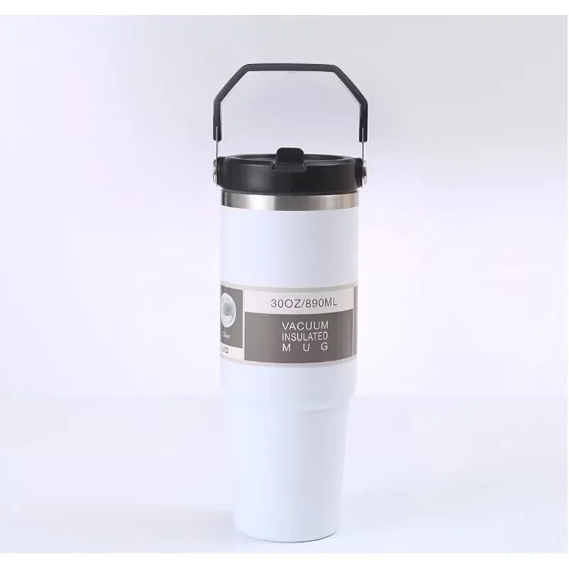 Garrafa Térmica de Aço Inoxidável 600ml 900ml com Alça e Tampa Flip, Manutenção de Temperatura para Trabalho, Academia e Viagens 6
