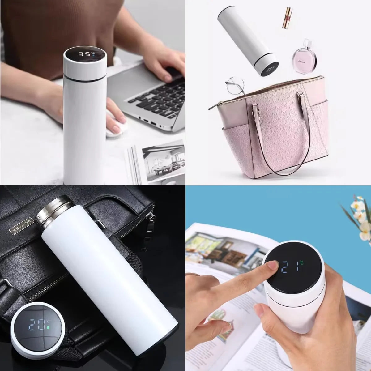 Garrafa Térmica Inteligente com Controle de Temperatura, Copo de Água Esportivo, Copo Isolado para Carro, Mantém Frio e Quente, Caneca Térmica, Frascos a Vácuo 500ml 5