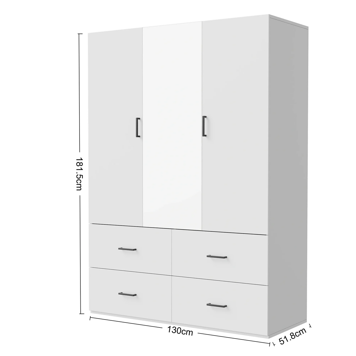 Guarda-Roupa com Iluminação LED, Armário Versátil com Portas, Armário com Cabideiro, Guarda-Roupa com Gavetas 9