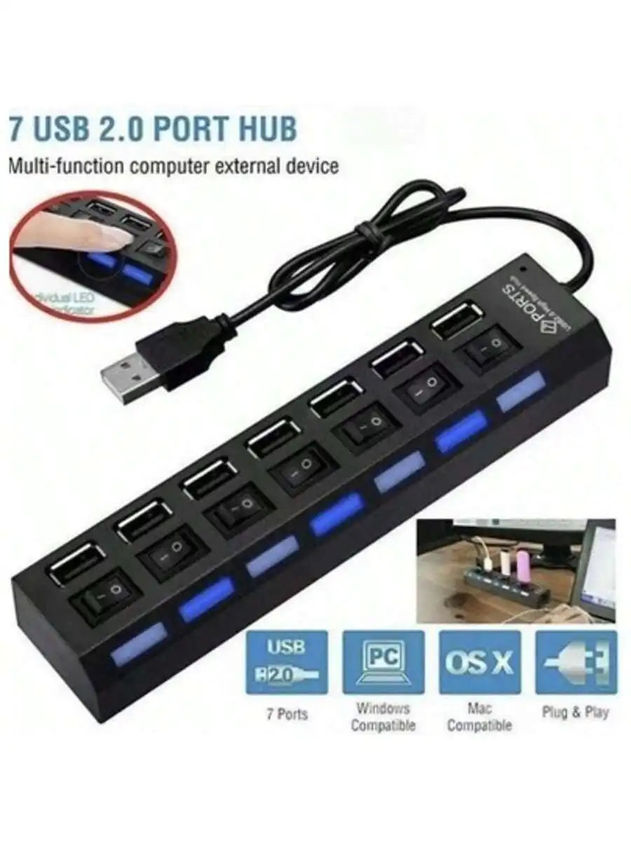 Hub USB 2.0 com 7 Portas para PC 4