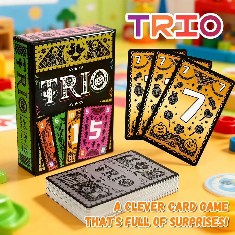 Jogo de tabuleiro trio, cartão estratégico, brinquedo para família, jogo divertido para amigos, casais, jogo perfeito, entretenimento para todas as idades, presente 2