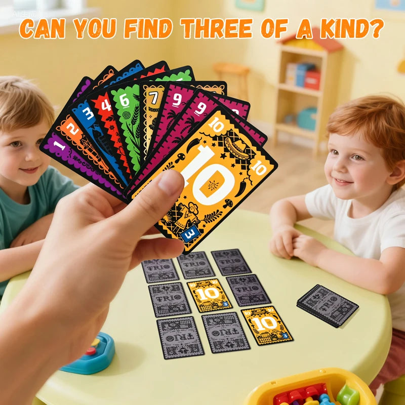 Jogo de tabuleiro trio, cartão estratégico, brinquedo para família, jogo divertido para amigos, casais, jogo perfeito, entretenimento para todas as idades, presente 3
