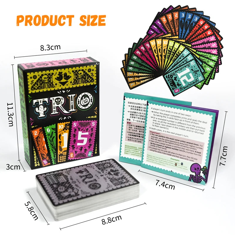 Jogo de tabuleiro trio, cartão estratégico, brinquedo para família, jogo divertido para amigos, casais, jogo perfeito, entretenimento para todas as idades, presente 6