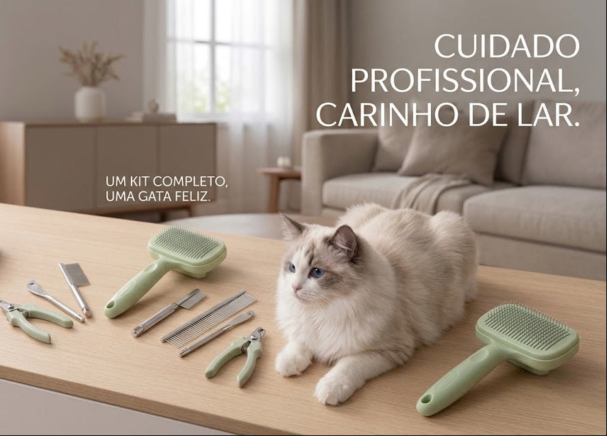 Kit Profissional 6 em 1 para Higiene de Pets — Escovas Autolimpantes para Cães e Gatos com Bolsa Portátil 13