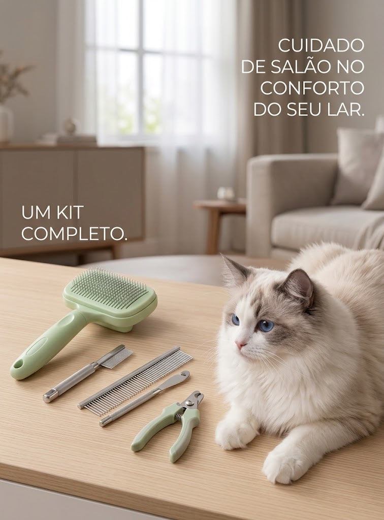 Kit Profissional 6 em 1 para Higiene de Pets — Escovas Autolimpantes para Cães e Gatos com Bolsa Portátil 8
