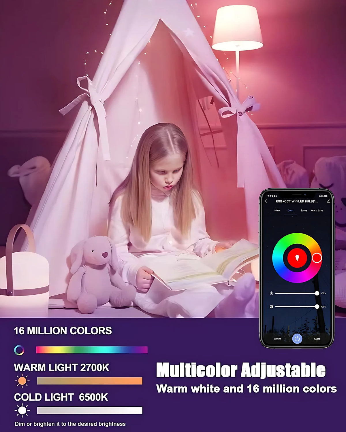 Lâmpada Inteligente Tuya Smart RGB E27 — 9W/15W, Wi-Fi, Bluetooth, Alexa e Google Home 5