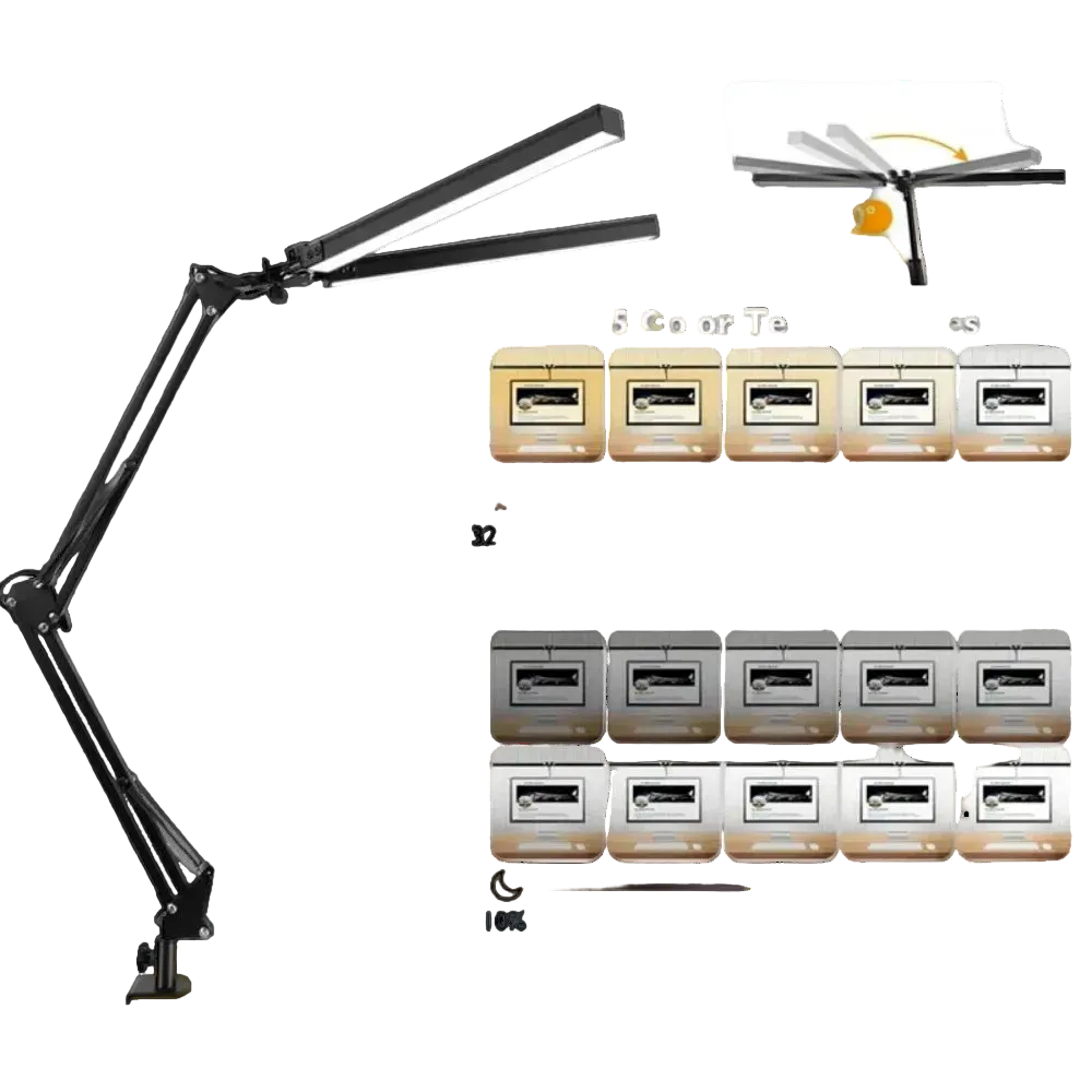 Luminária de Mesa LED com Braçadeira — Dimmer, Proteção Ocular, USB, Cabeca Simples ou Dupla 1