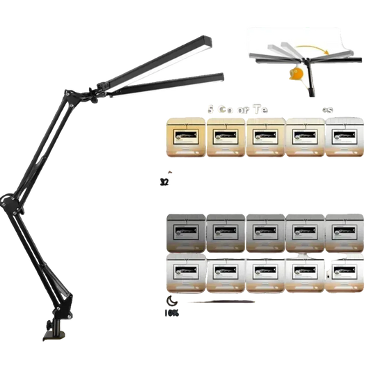 Luminária de Mesa LED com Braçadeira — Dimmer, Proteção Ocular, USB, Cabeca Simples ou Dupla 1