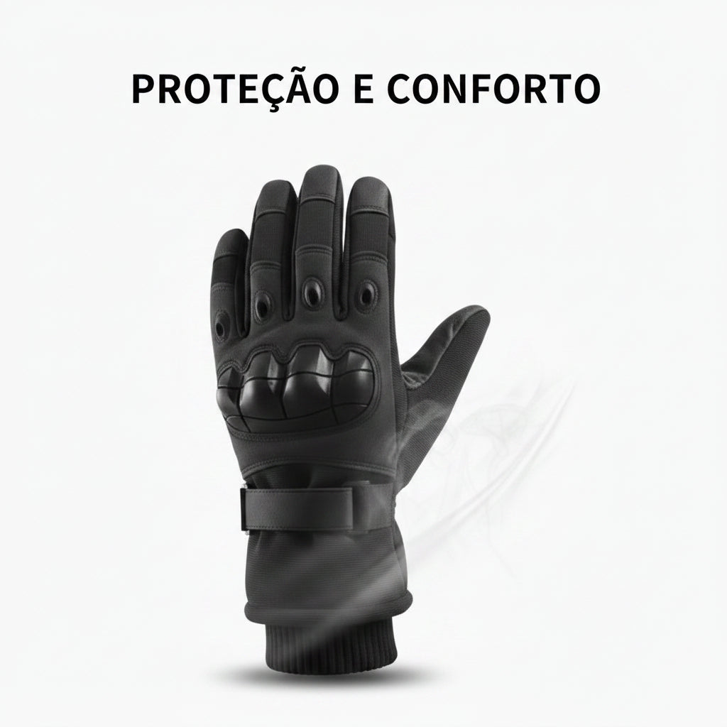 Luva Tática Térmica Impermeável para Motociclista — Forro Polar, Dedo Inteiro e Proteção Corta-vento 9